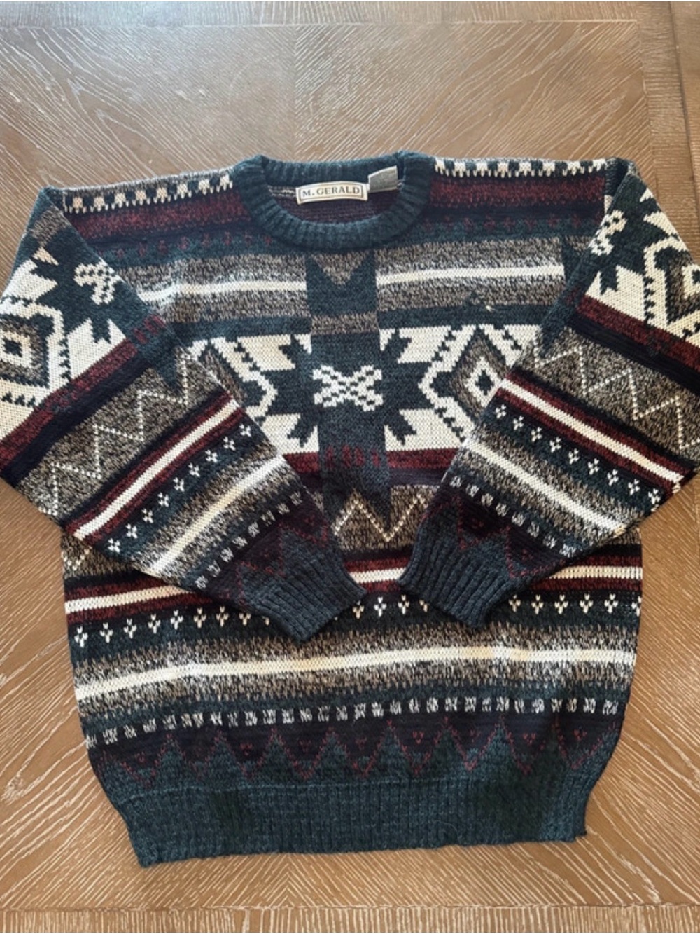 Vintage M. Gerald Men's Geometric Fair Isle Sweater made in the USA